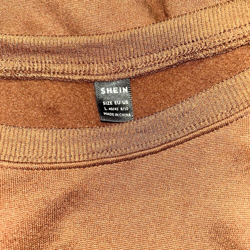 SHEIN Womens L Brown 90s Graphic Sweatshirt Crewneck Pullover Casual - Picture 6 of 6